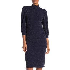 Super Foxx mock neck 3/4 sleeve midi dress